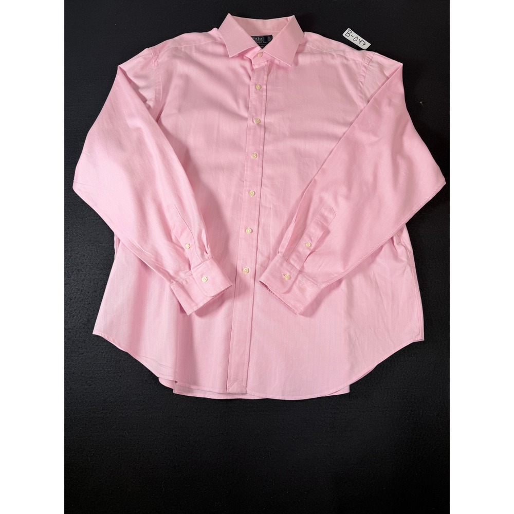 Polo Ralph Lauren Regent Classic Fit Pink Herringbone Dress Shirt 18 36/37 Mens